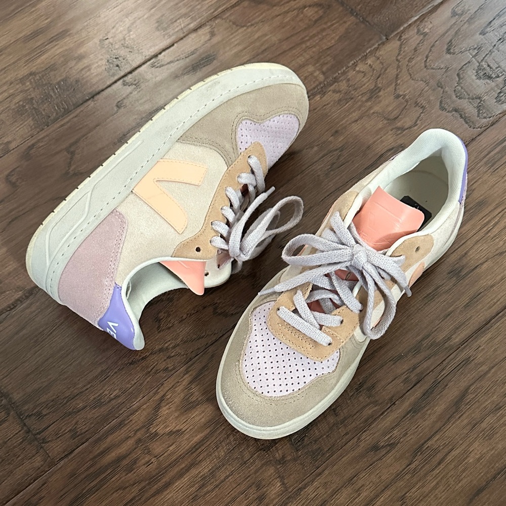 Madewell x Veja V-10 Women's Pastel Sneakers - Cream, Pink, and Purple
